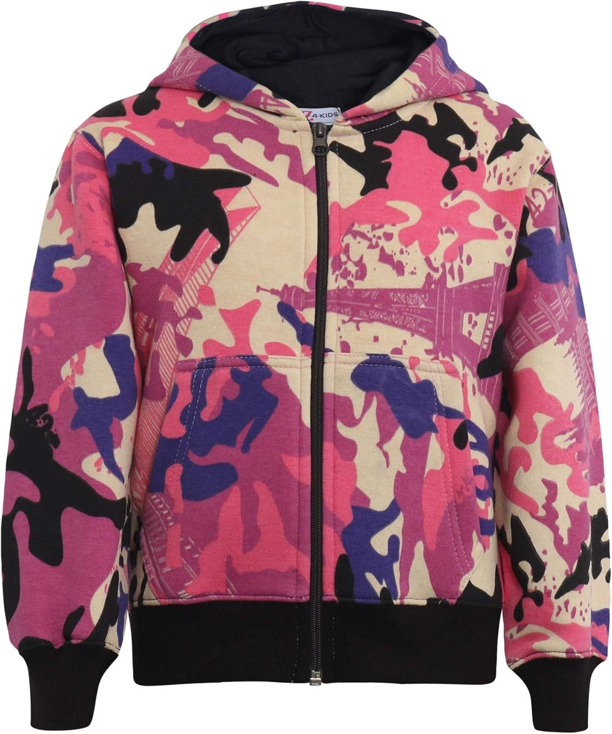 A2Z 4 Kids Girls Boys Classic Plain And Tie Dye Print Soft Fleece Full Zip-Up Hooded Zipper Top Jacket PE School Sweat Hoodie