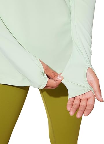 Miniatura 5 de CRZ YOGA Camisetas de entrenamiento de manga larga con protección solar UPF 50+ para mujer, de secado rápido, para senderismo, correr, con agujeros