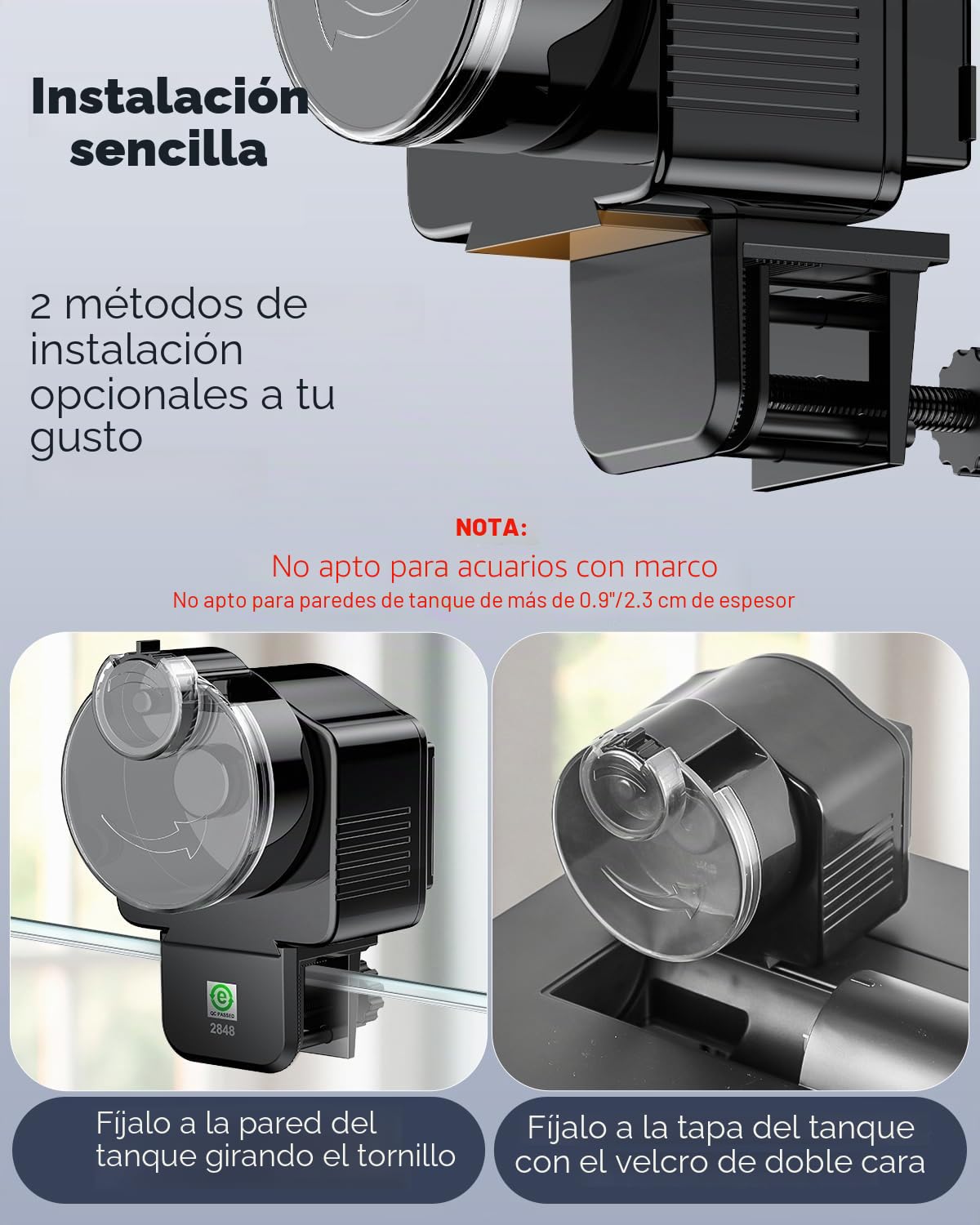 Pawfly Alimentador Automático para Peces de Acuario, 60 ml Dispensador Ajustable de Alimento para Pecera, Temporizador para Vacaciones, para Gránulos Tiras Funciona con Pilas