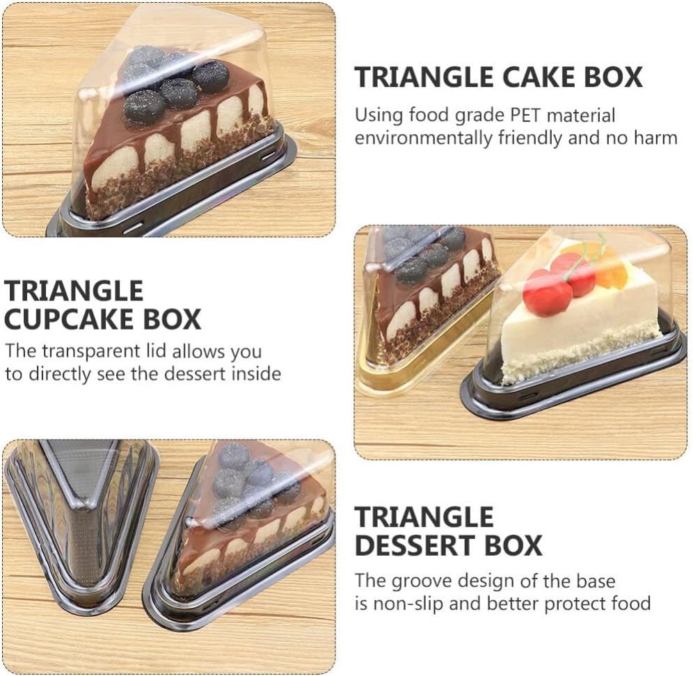 Luxshiny 100pcs Triangle Cupcake Box Transparent Dessert Carrier Non- Base Elegant Cake Holder for Any Occasion Sturdy Packaging for Bakery Treats for Mousse and Pastries