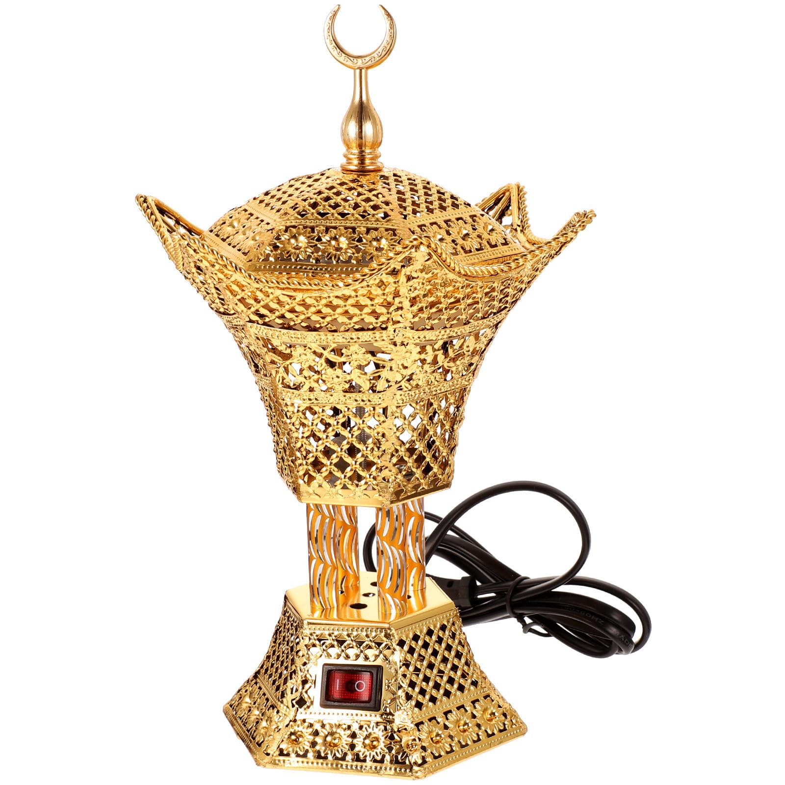 SHINEOFI Quemador de Hierro Dorado Decorativo Incienso de Eléctrico