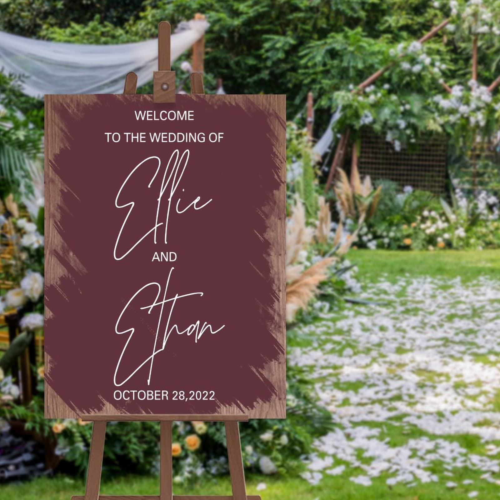 Panneau de bienvenue mariage en bois vintage pour decoration de reception