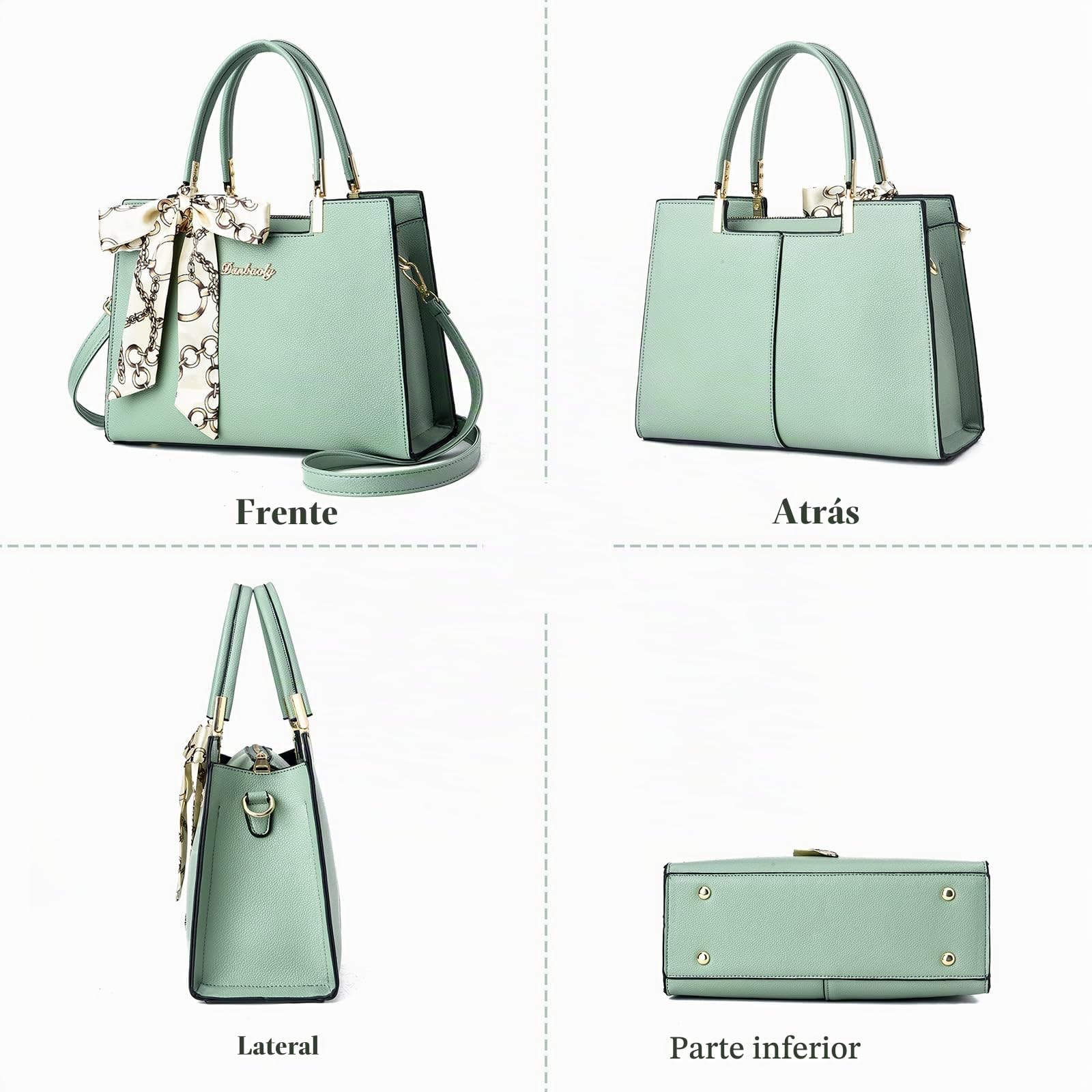 FANDARE Elegante Bolso de Mano para Mujer Bolso Bandolera PU Cuero Bolsos de Hombro Gran Capacidad Bolsos Cruzados para Viajes Compras Trabajo Citas Caqui