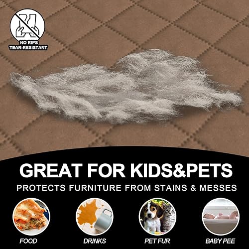 Miniatura 4 de Deeky Funda de sofá, fundas de sofá para sofá de 3 cojines, protector de sofá para perro, fundas de muebles para mascotas, funda reversible y