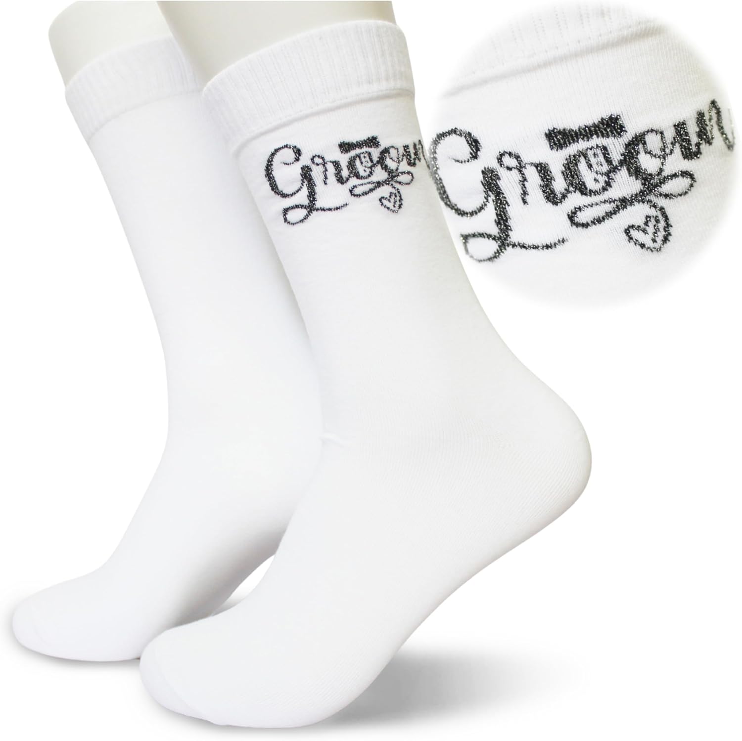 Gold Embroidered Wedding Socks Set, Bride Bridesmaid Maid of Honor Officiant Gifts - Image 2