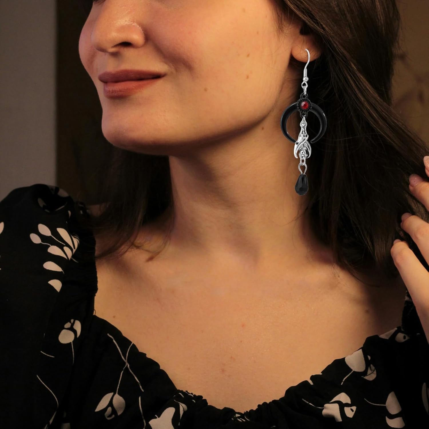 Dark Gothic Style Bat Crystal Earrings for Women Stainless Mini Flying Bat Earrings Halloween Christmas New Year Goth Gifts Jewelry - Image 2