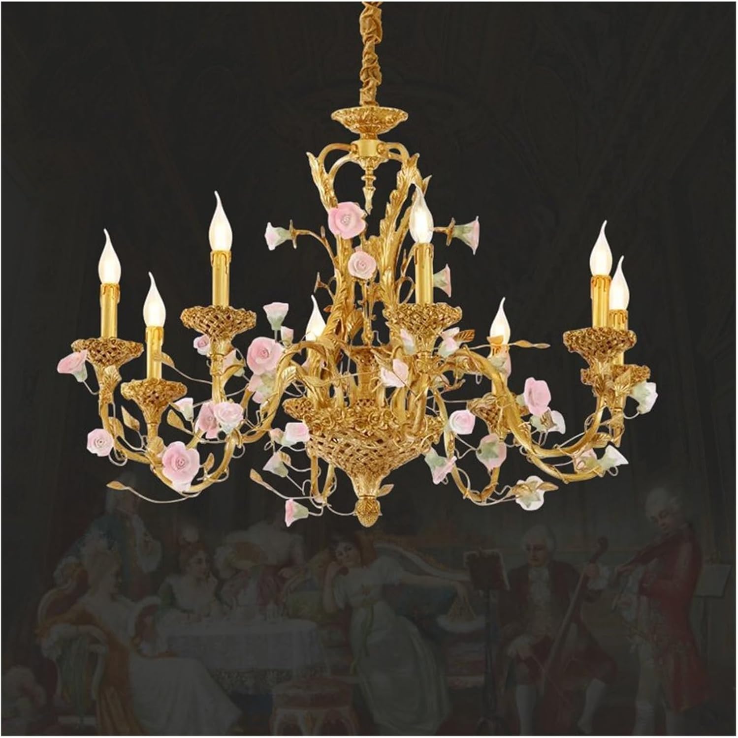 Exquisite Delicate Brass French Style Classical Flowers Decoration Candlestick Chandeliers,Crystal Chandelier