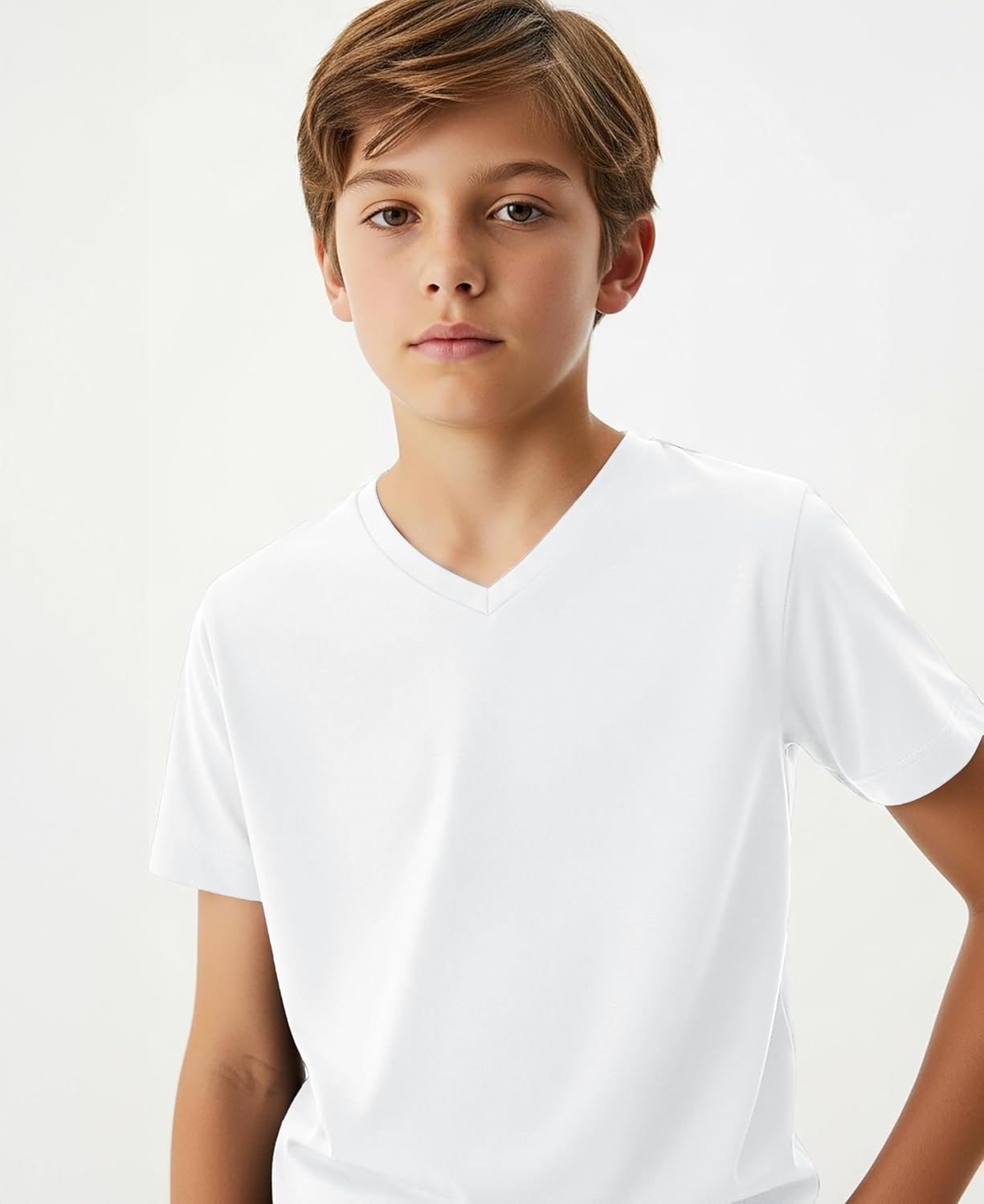 Andrew Scott Boys' Cotton Stretch V Neck T Shirts | Athletic Sport Short Sleeve Color Tops | Multi Packs