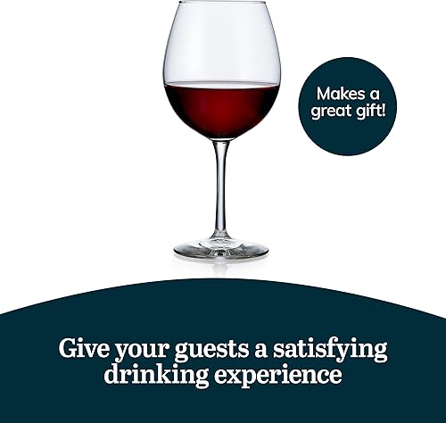 Vista 5 de Libbey Entertaining Essentials Copas de vino con globo, copas de vino tinto de cuenco profundo, juego de 6, copas de vino redondas de 18 onzas