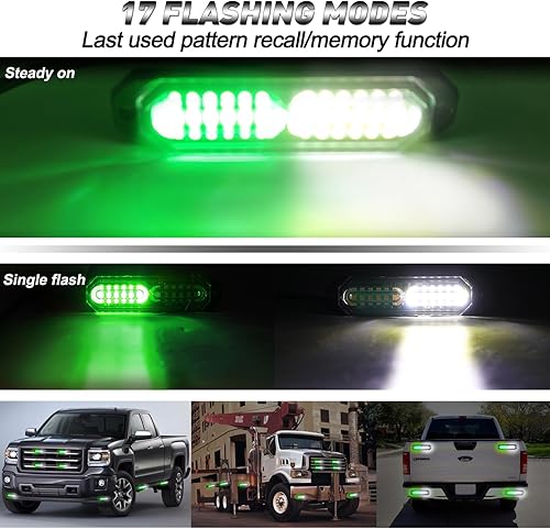 Miniatura 6 de ASPL 8 luces estroboscópicas ultra delgadas de 12 LED para montaje en superficie, luces estroboscópicas intermitentes para camión, automóvil,