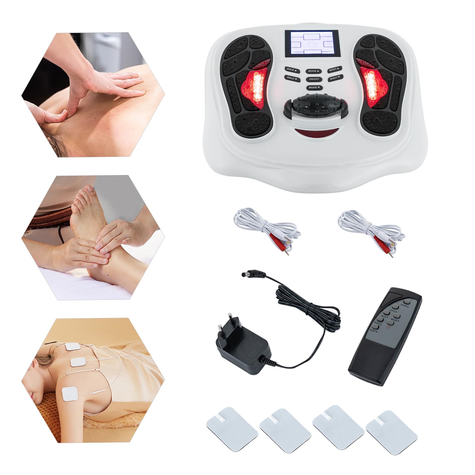Durchblutungs-Stimulator für Füße und Beine Fußmassagegerät Elektrisch verbessert die Fußdurchblutung und Neuropathie Besitz 25 Modi 99 Intensitätsstufen Mit Fernbedienung