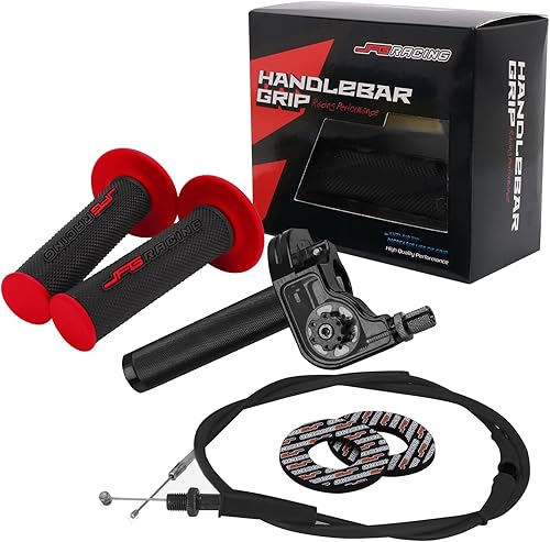 JFG RACING Conjunto de Acelerador de Motocicleta, Empuñaduras de Acelerador Giratorio de 78" 22mm con Eje Rotativo, Cable de Acelerador CNC