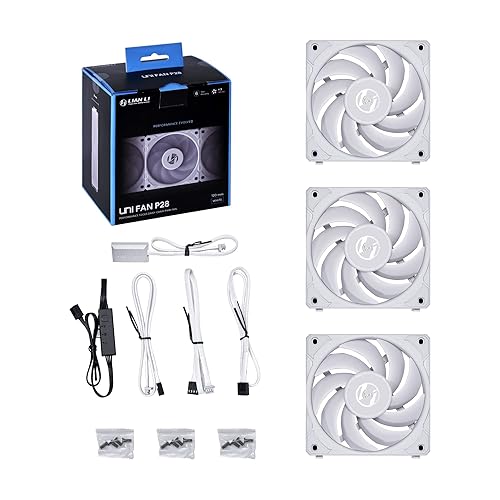 Miniatura 3 de LIAN LI UNI P28120-3W - Ventilador P28 120, paquete triple blanco con controlador de velocidad de ventilador