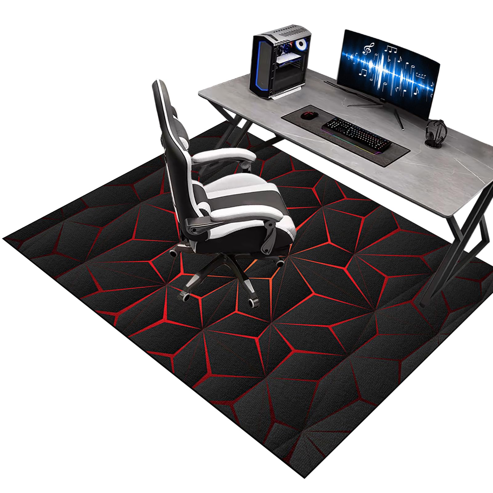 KQIEJUY Gaming Chair Mats for Carpeted Floors, Office Chair Mat for Hardwood Floor, Computer Rolling Chair Mat Hard Floor for Home and Office, Machine Washable Desk Floor Protector Rug 70 x 130 cm