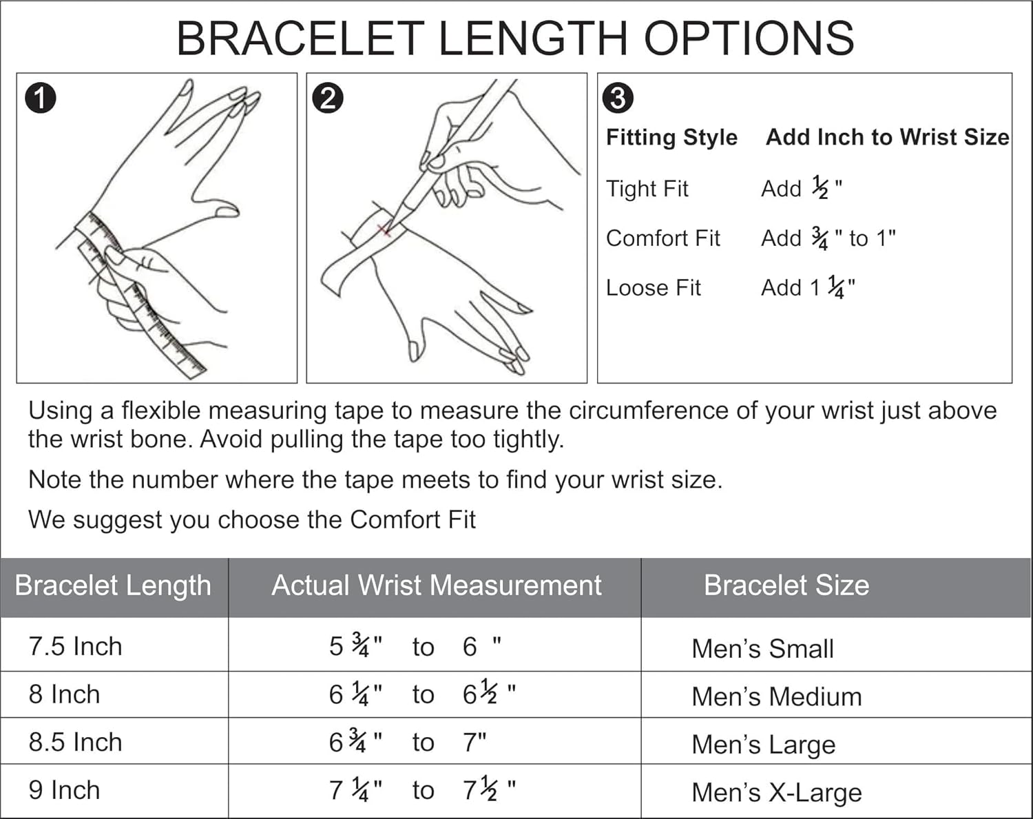 LeCalla Solid 925 Sterling Silver Curb Chain Bracelet for Men | Italian 6mm, 7mm Diamond Cut Cuban Link Curb Chain Bracelet (7.5, 8, 8.5 & 9 Inches), Made in Italy - Image 2