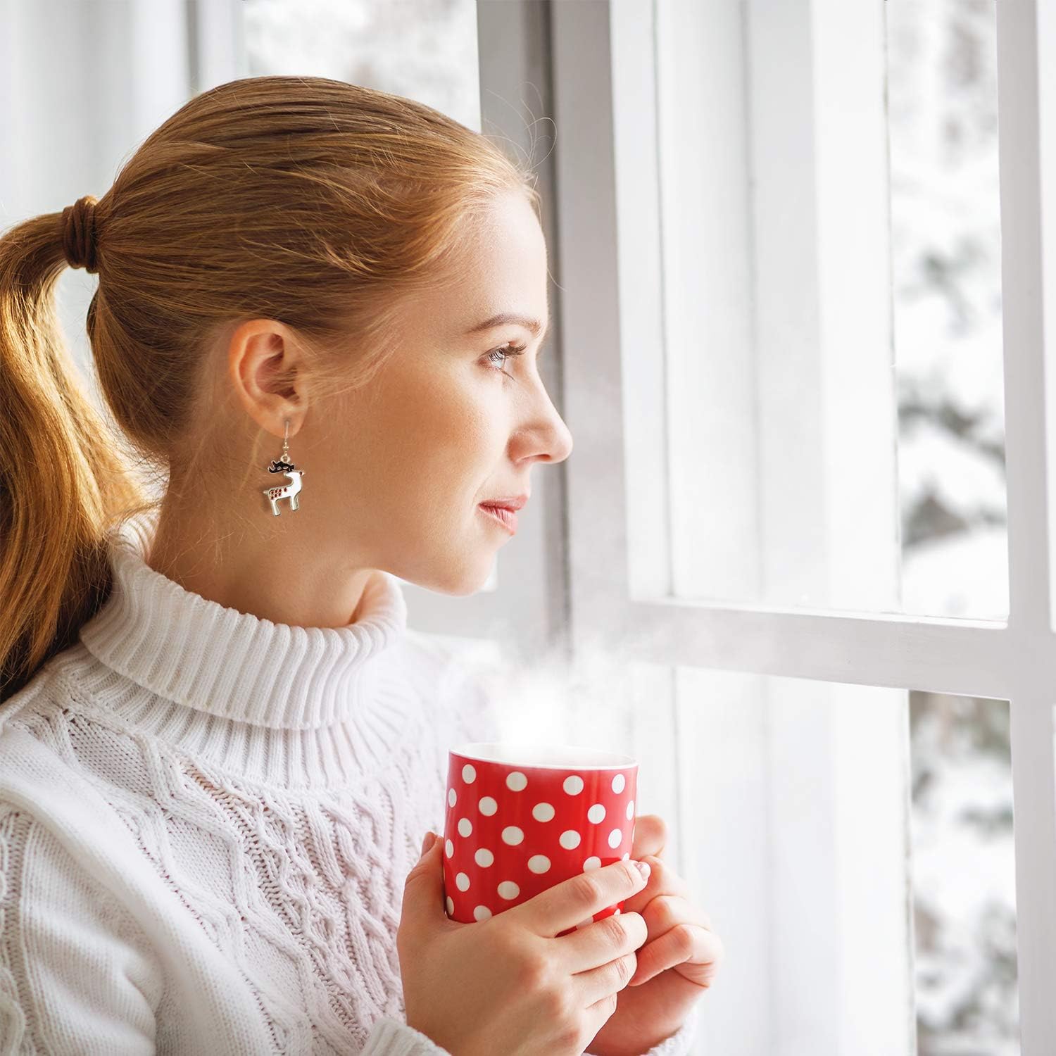 12 Pairs Christmas Earrings for Women Xmas Dangle Earrings Holiday Jewelry Gifts Sets Bulk Tree Snowflake Elk Santa Socks Bells Snowman Gift Box Cute Accessories for Christmas Party - Image 5