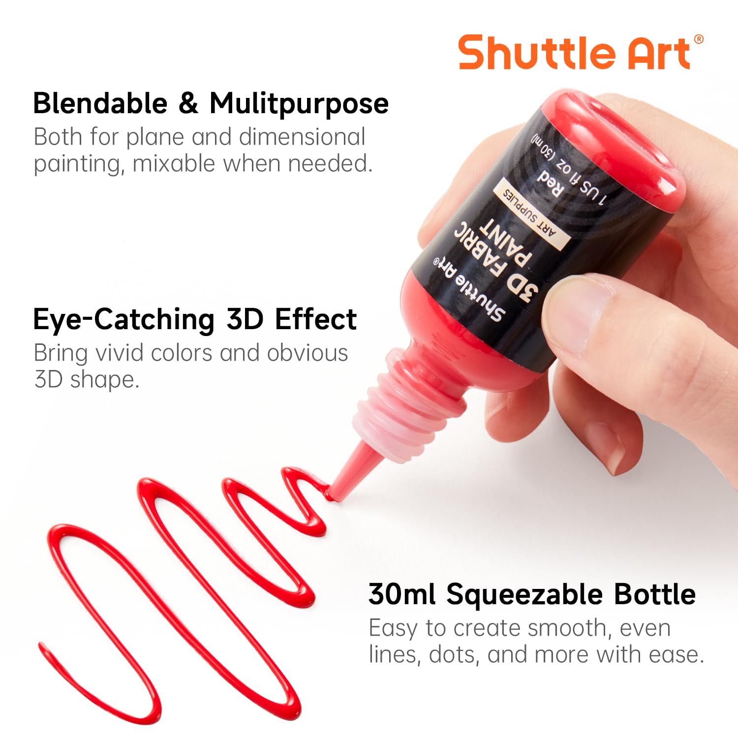 Shuttle Art Fabric Paint Set, 45 Colors 3D Permanent Paint with Brushes Palette Pen Fabric Sheet Stencils, Glow in The Dark, Glitter,Metallic Colors for Textile Fabric T-shirt Jeans Glass - Image 3