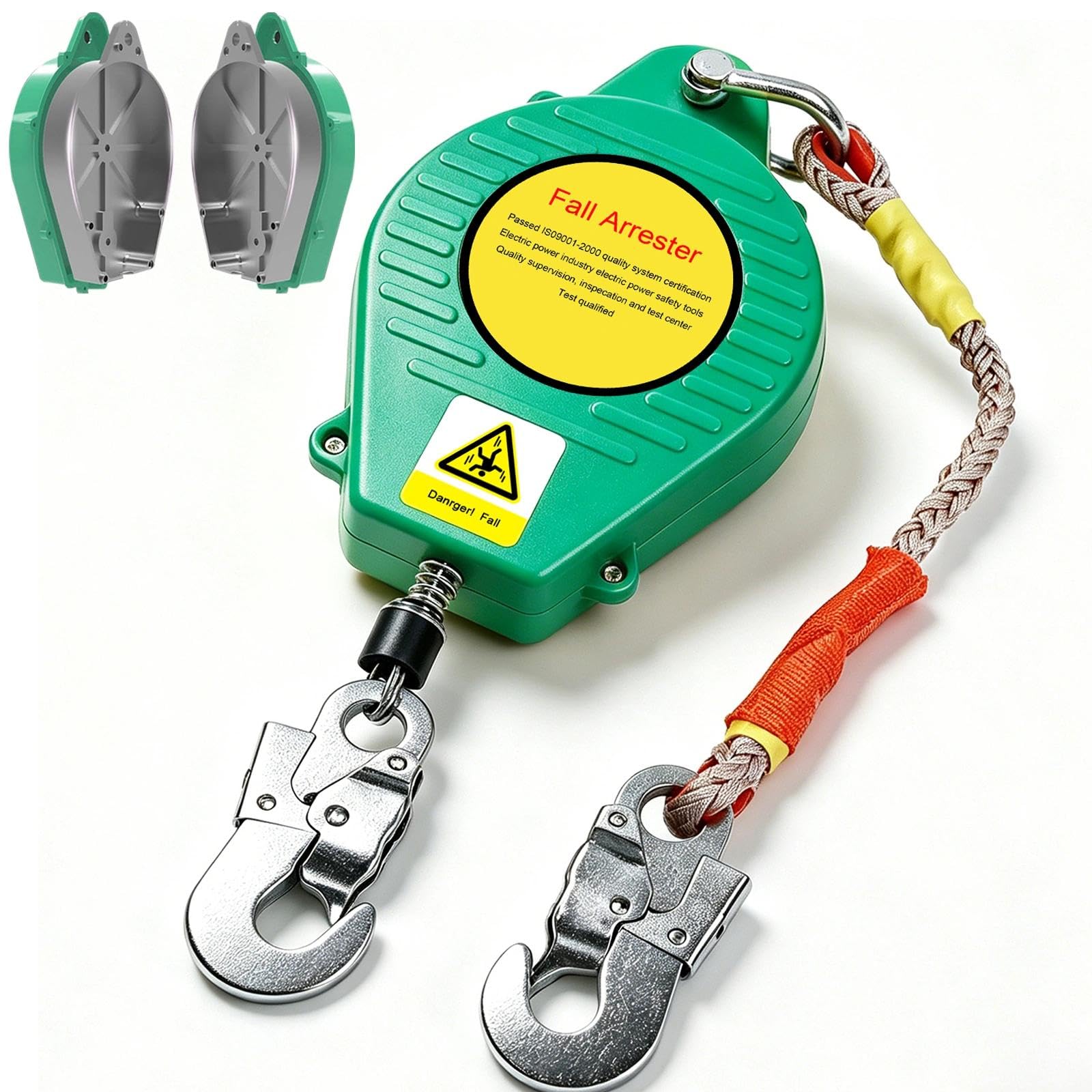 Arnés de Seguridad Trabajo en Altura, 3-20m Dispositivo Anticaida Retractil Homologado, 150kg Profesionales Dispositivo de Seguridad de Altura con Cancho Autoblocante(Verde,15m)