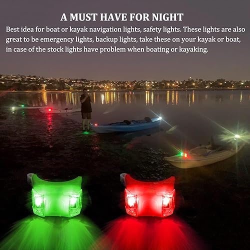 Miniatura 3 de Botepon Kayak Lights for Night Kayaking, Battery Operated Red and Green Navigation Lights for Dinghy, Canoe, Jetski