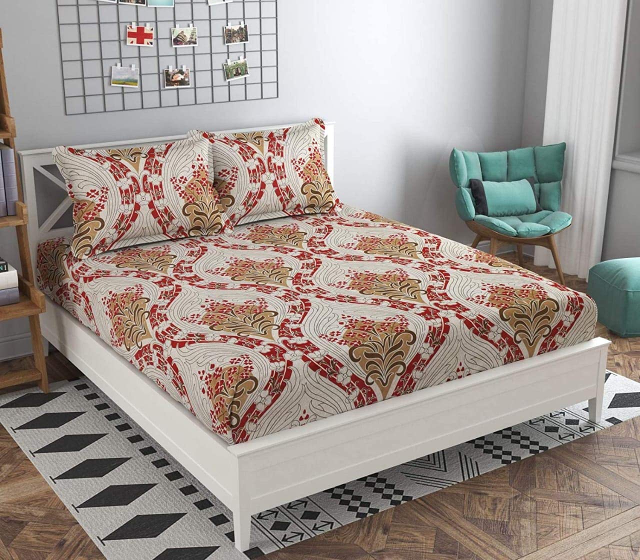 Aaradhya Handloom Bedsheet Set - 1 Double Size Pure Cotton BEDSHEET with 2 Pillowcases- 300 Thread Count Pure Cotton Sheets