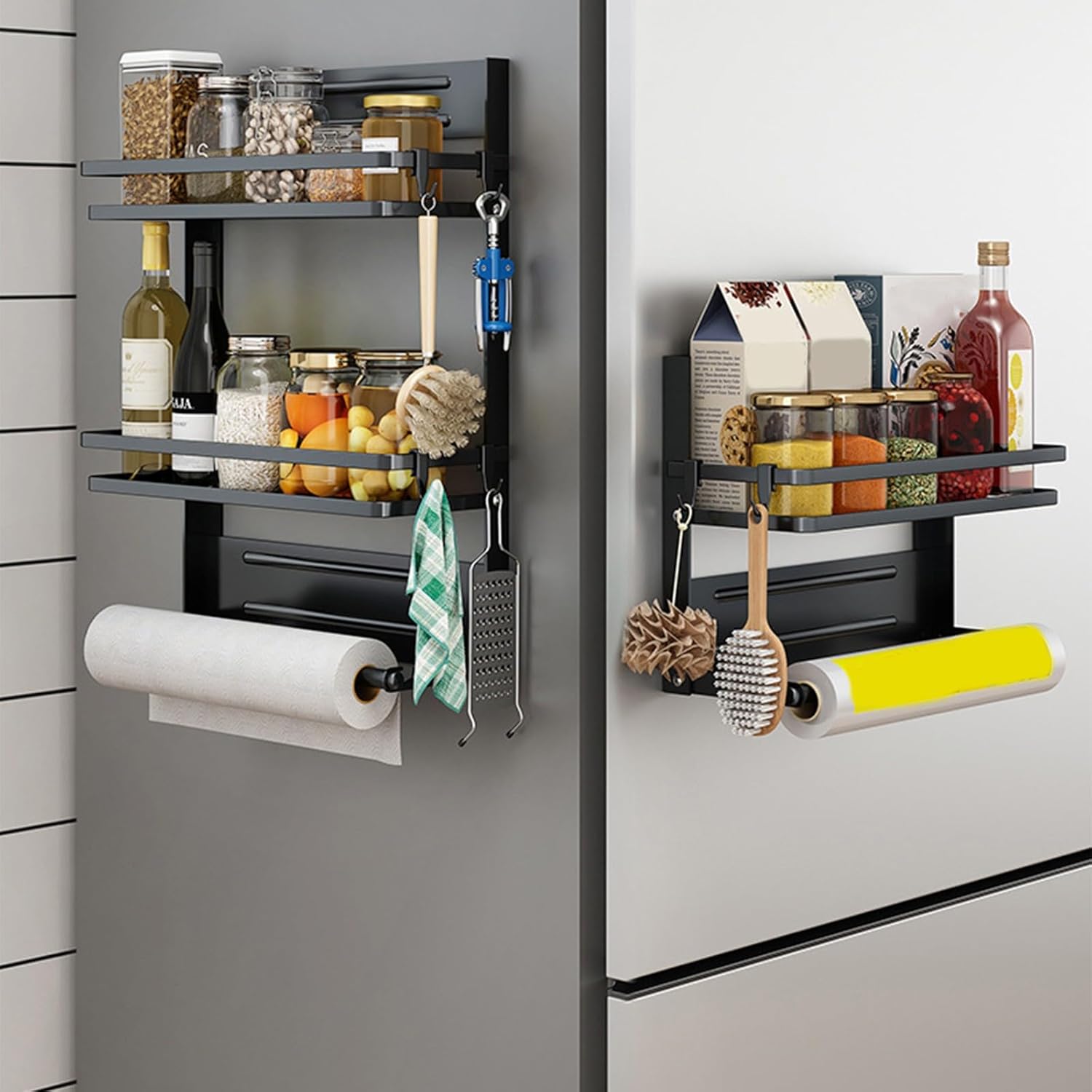 Practical Magnetic Seasonings Rack Foldable Refrigerator Organizers Over The Door Storage Space Saving Kitchen Mounting