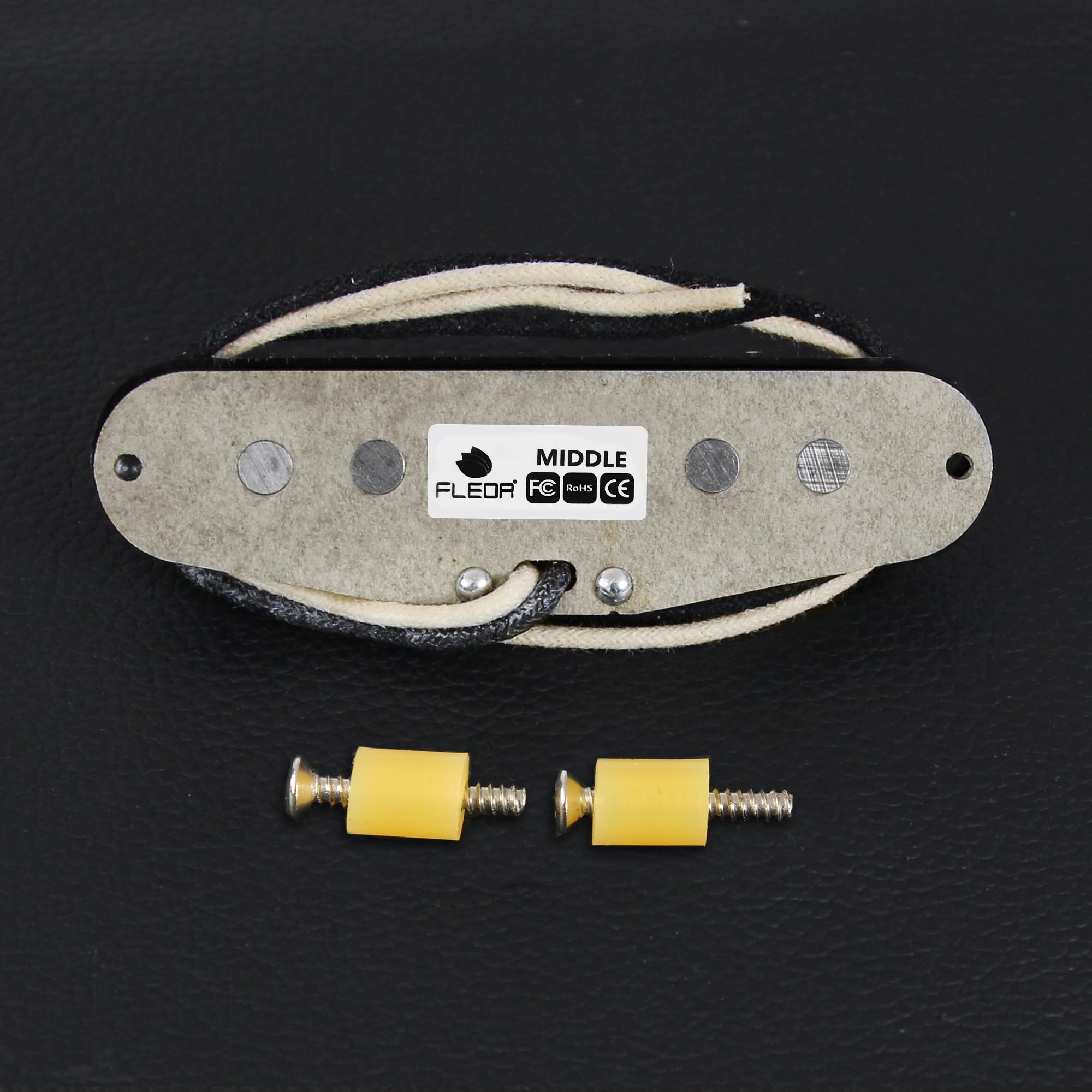 FLEOR Vintage Alnico 5 Micro central à bobine simple pour guitare électrique ST Noir