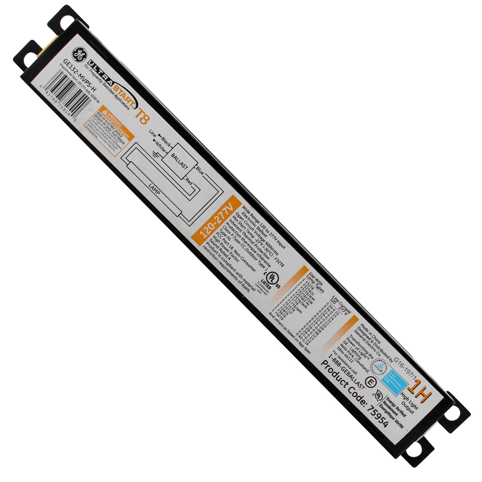 GE UltraStart GE132-MVPS-H - 75954 T8 Fluorescent Ballast