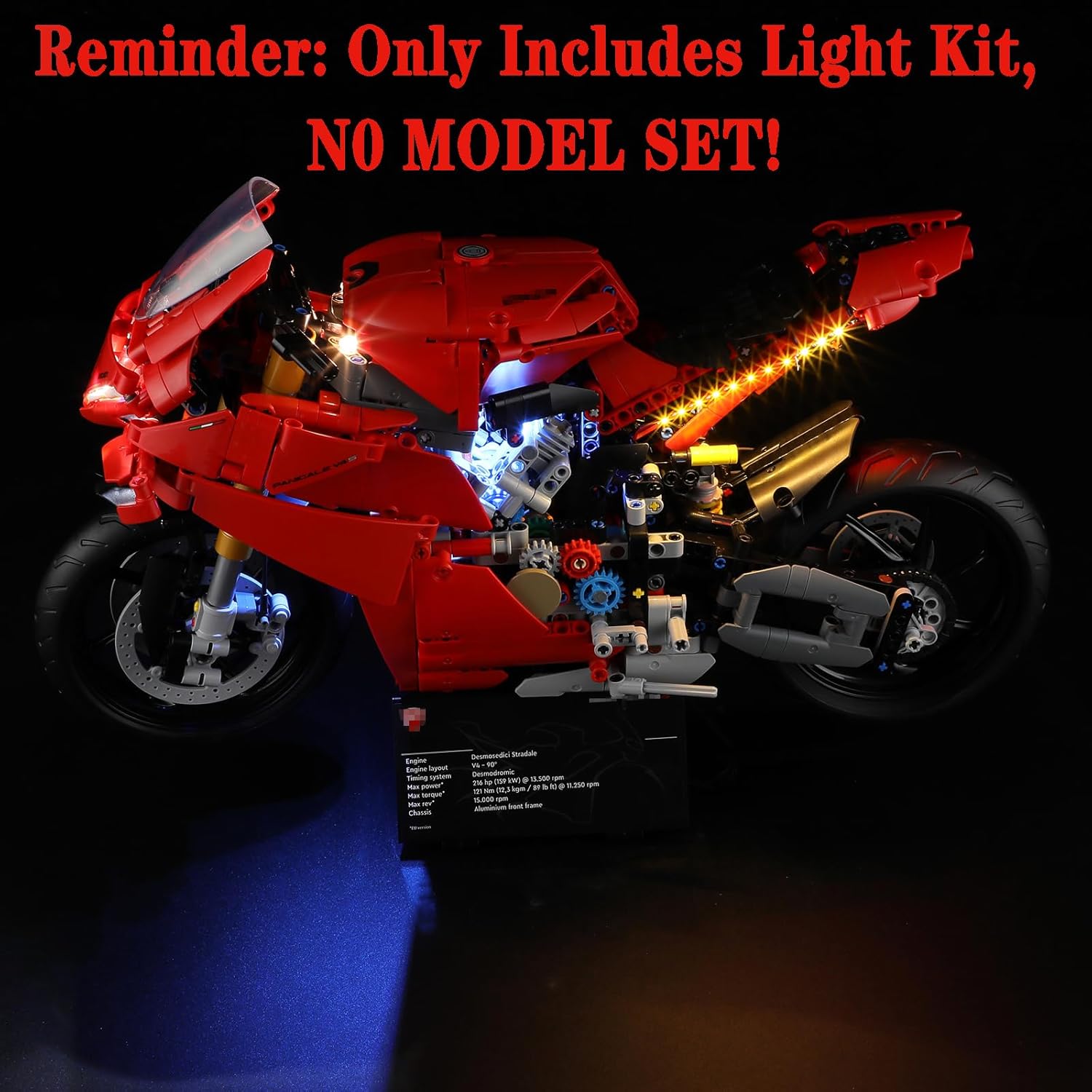 LED Light Set Compatible with Lego 42202 Ducati Panigale V4 S Motorcycle Technic Building Blocks Model - Model Set NOT Included