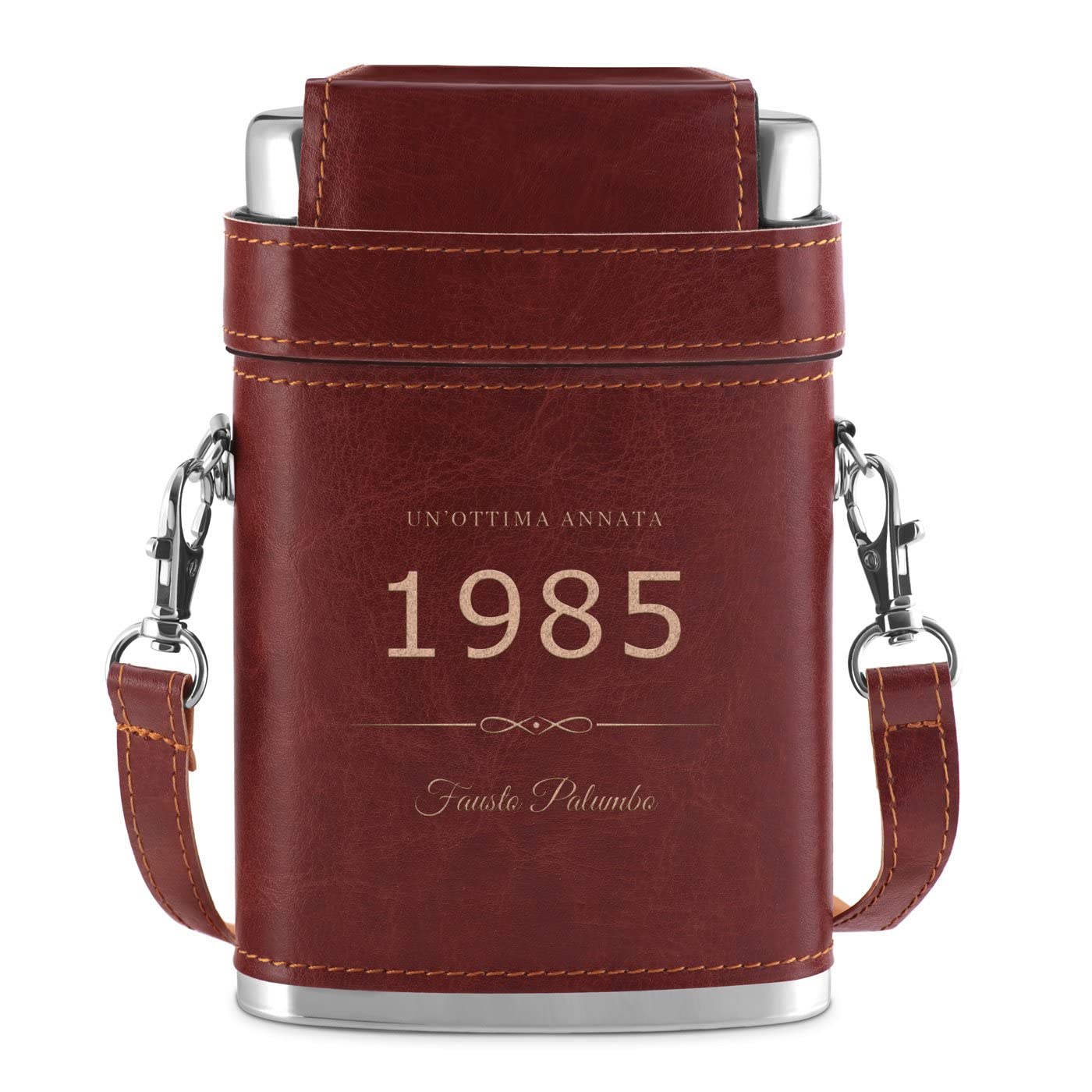 Fiaschetta In Acciaio Con Bicchierini - Rivestita Pelle Con Incisione Personalizzata - Foto 5