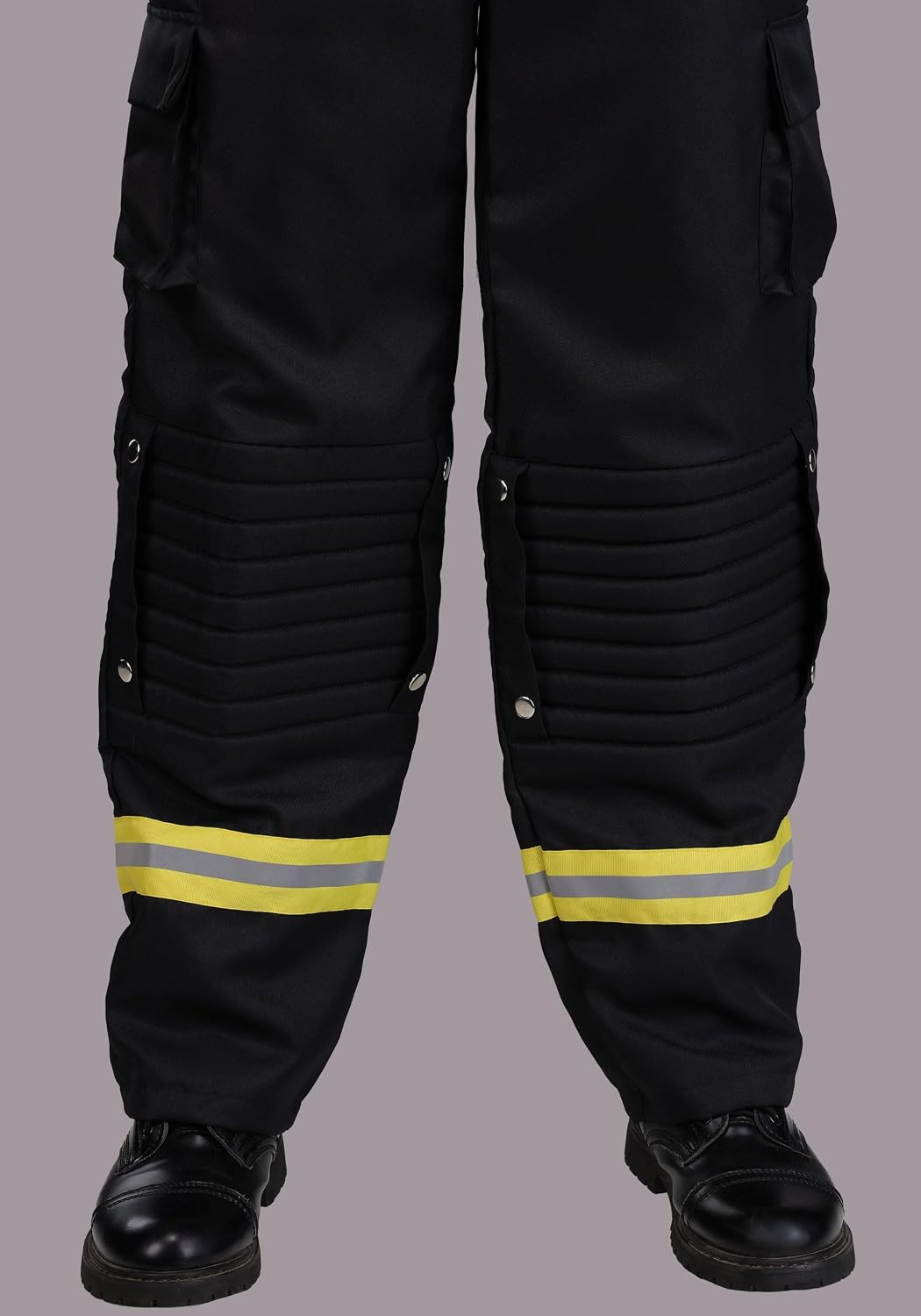 Fun Costumes Adult Firefighter Costume with Black Suspenders, Pants, Shirt, & Helmet | Halloween Fire Captain Uniform