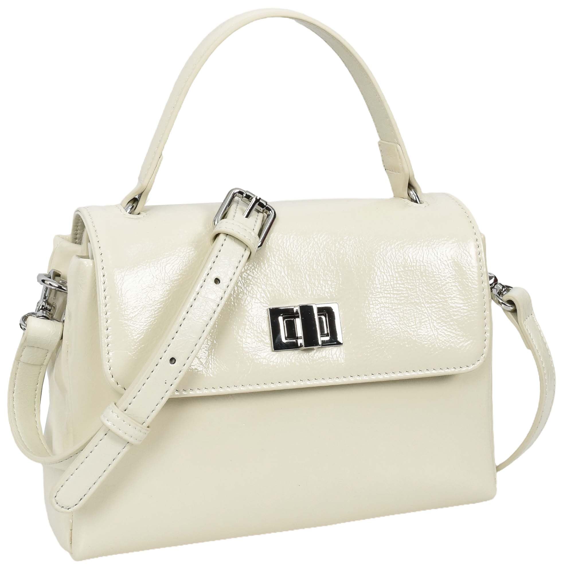 A1 FASHION GOODS Damska mała torebka z prawdziwej skóry, błyszcząca, casualowa torba crossbody z zamkiem obrotowym Oisin