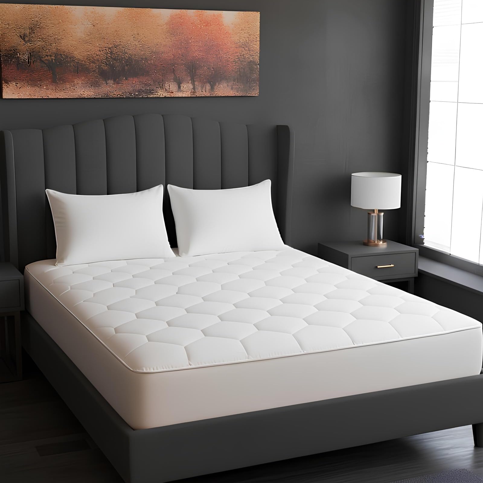 Luxury Double Mattress Protector – Quilted, Noiseless, Deep Fit 30cm – Hypoallergenic ...