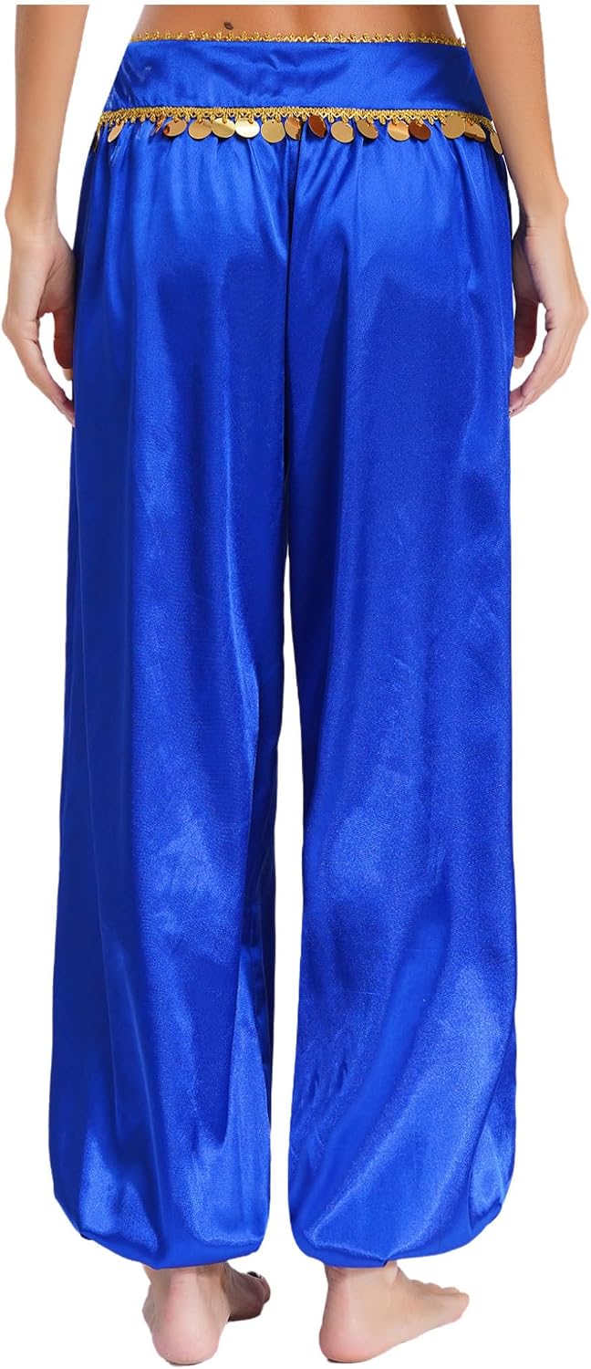 Womens Belly Dance Costumes Sequins Tribal Dance Harem Pants Arabian Boho Yoga Trousers