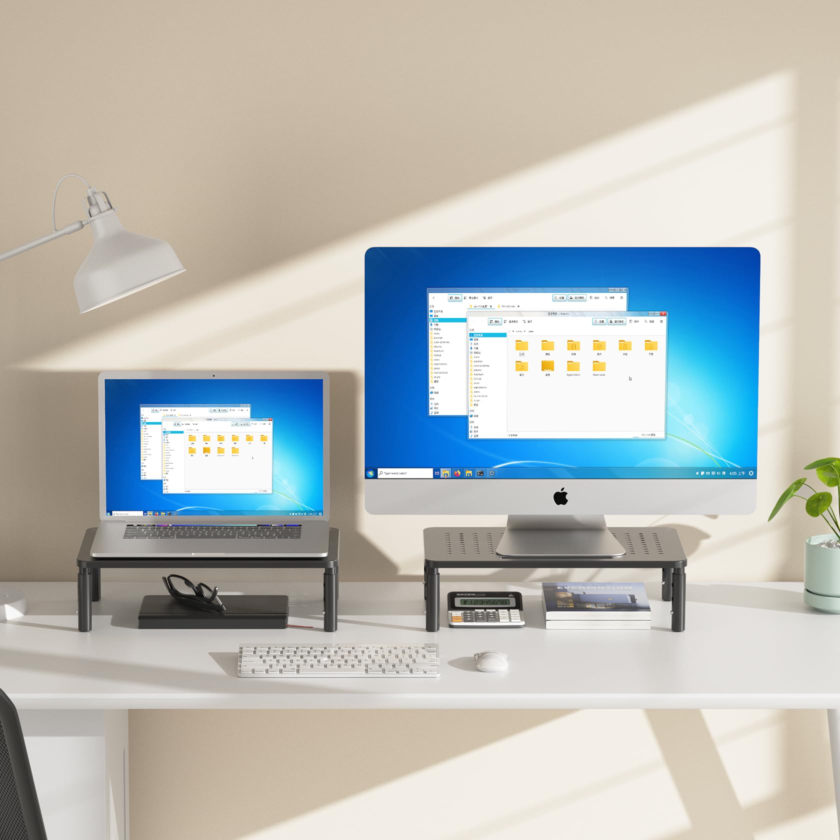 Snapklik.com : UPGRAVITY 2 Pack Monitor Riser, Adjustable Height Metal ...