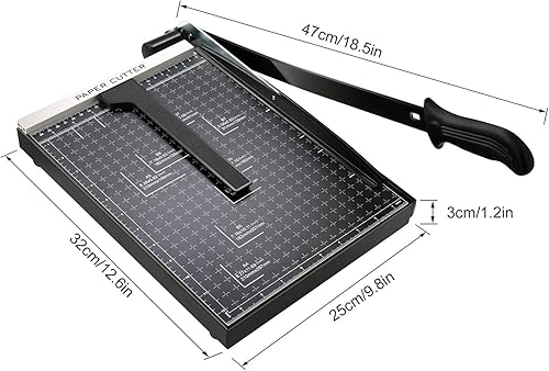 Miniatura 5 de Cortador de papel A4 con base de metal resistente, recortadora de papel a cuadrícula, máquina de manualidades de guillotina fotográfica, longitud de
