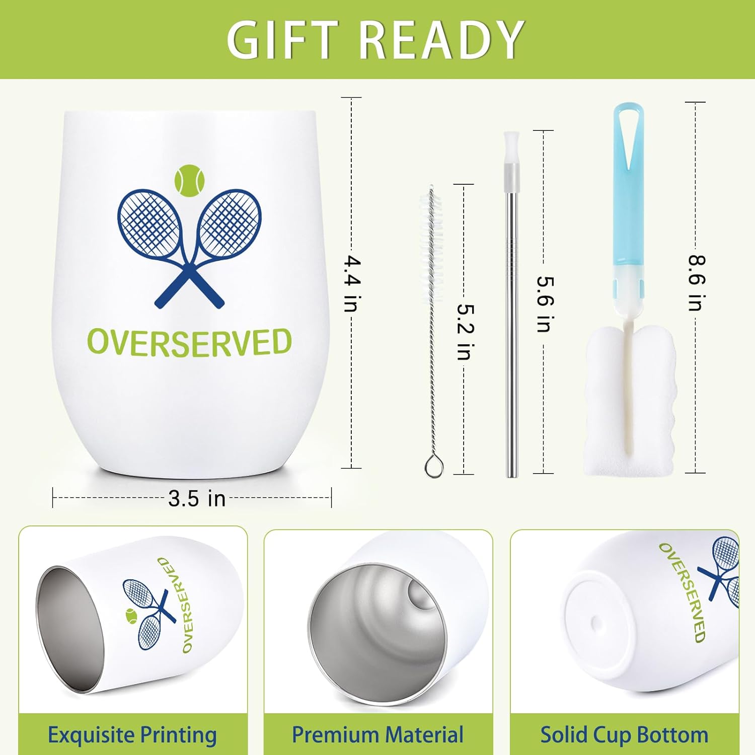 Qtencas Tennis Gifts for Women Men, Gifts for Tennis Lovers, Tenis Insulated Wine Tumbler with Lid, Christmas Birthday Gift for Tenis Lovers, 12 Oz - Image 7