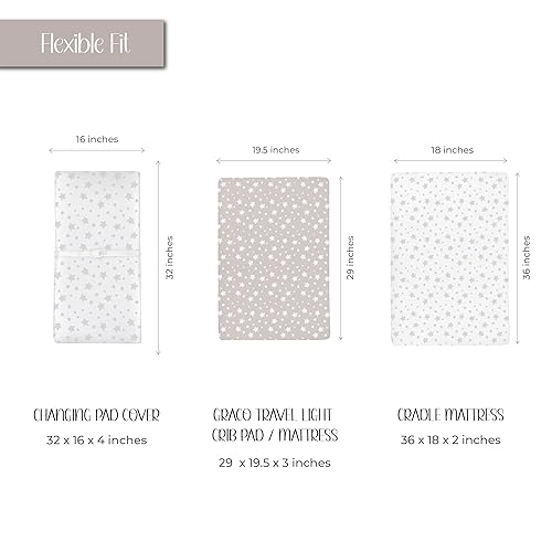 Miniatura 3 de Ely's & Co. Ely's & Co. - Juego de sábanas para cambiador, 2 unidades, 100% algodón jersey para bebé niña y bebé, diseño de estrella dibujada en