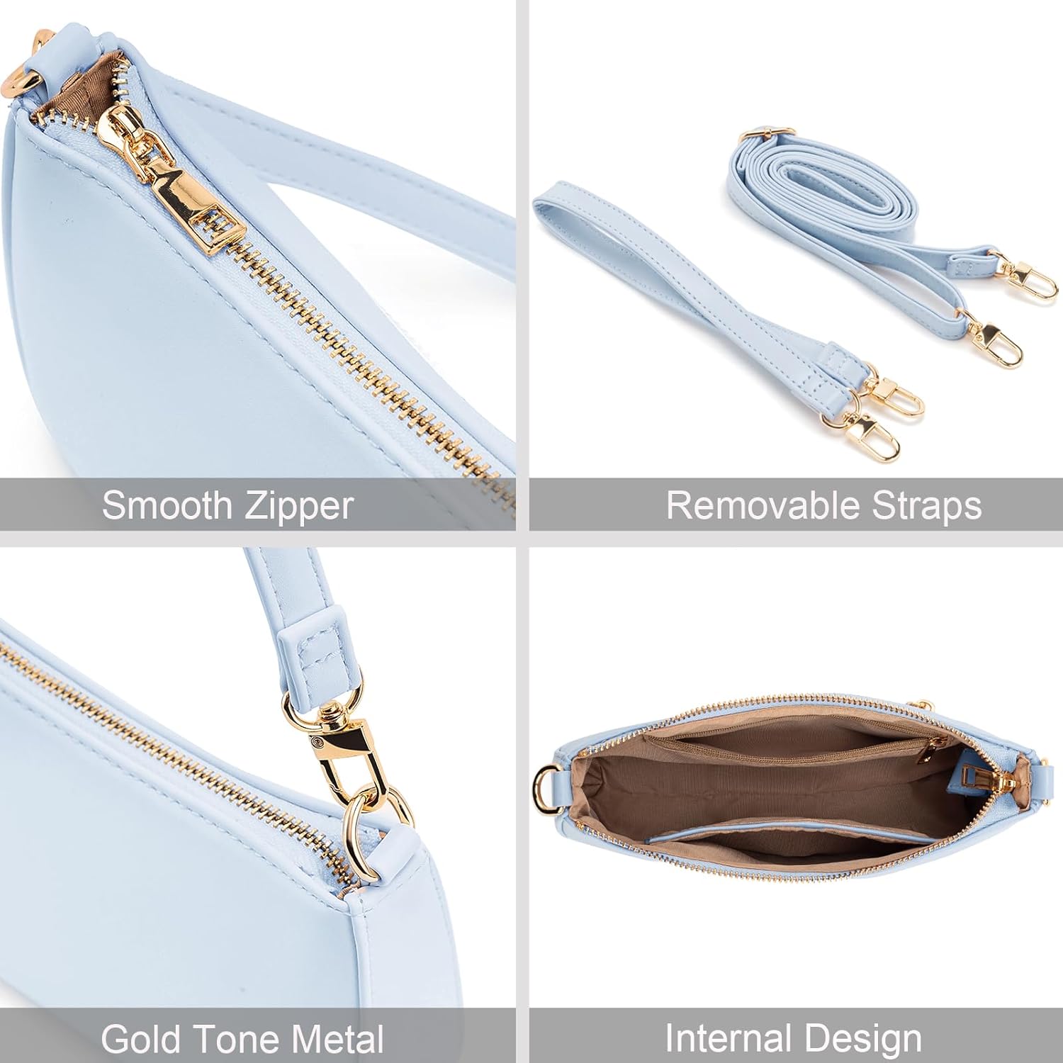 NIUEIMEE ZHOU Shoulder Bag for Women Retro Vegan Leather Classic Clutch Tote HandBags Purses with Zipper Closure - Image 7