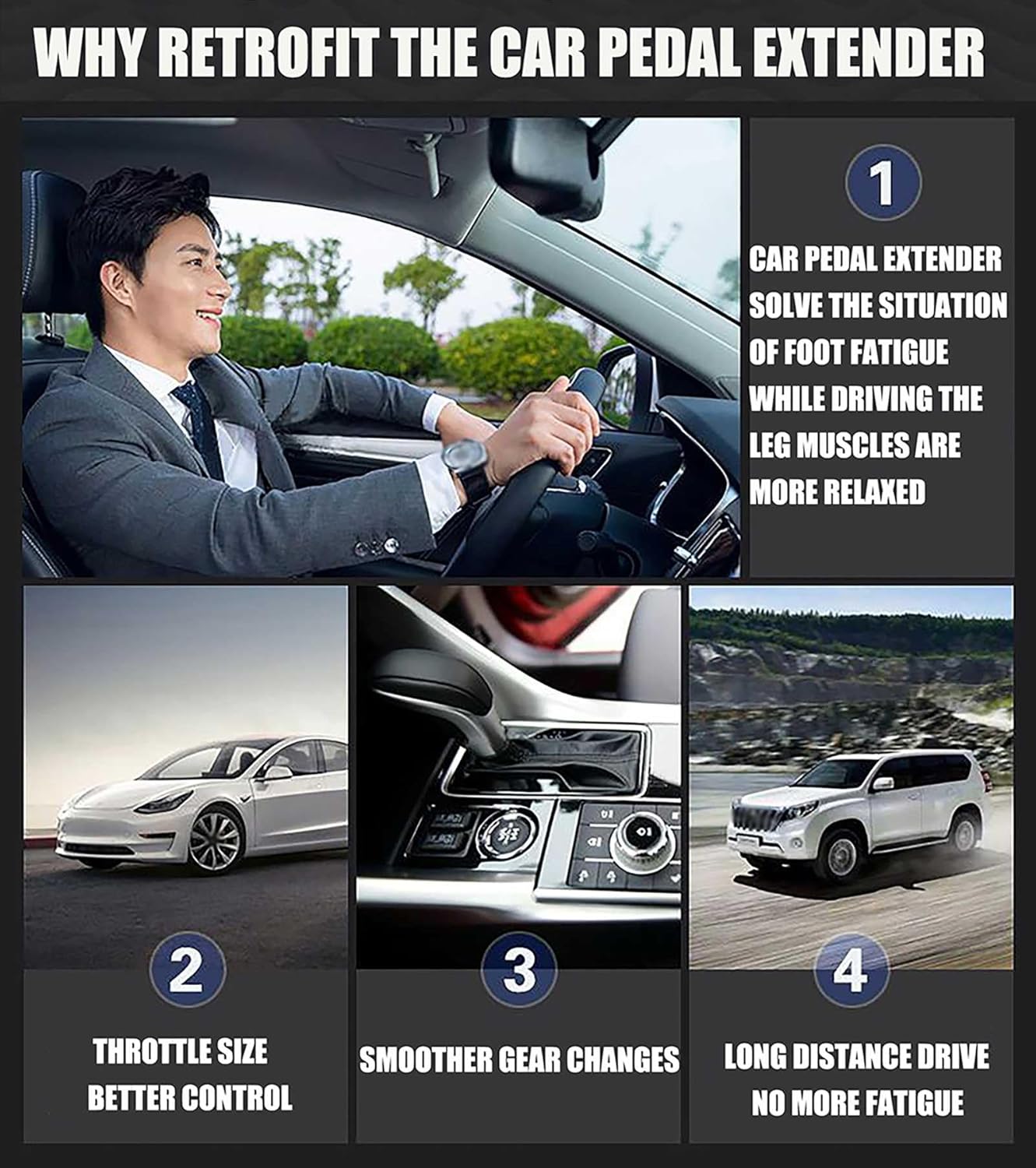 Car Pedal Extenders-Refit Floor Type Gas Pedal, Universal Model Reduce Fuel Consumption Advanced Gas Pedal Extenders for Various Vehicles, Offer Better Handling and Comfort