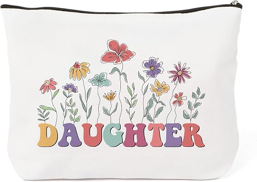 Daughter Gifts from Mom Makeup Cosmetic Bag Christmas Birthday Graduation Mothers Day Gifts for Daughter Daughter-in-law Step-daughter Travel Toiletry Bag Bridal Shower Gift Make Up Pouch