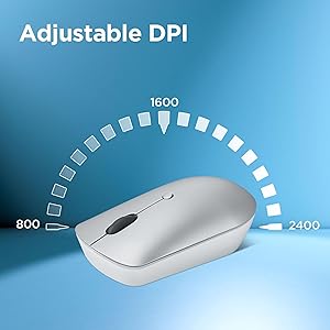 Lenovo 540 Wireless Computer Mouse for PC, Laptop, Computer with Windows or Chrome OS - 2.4 GHz USB-C Wireless Pairing Receiver - Compact Size - 18-Months Battery Life - Ambidextrous - Cloud Grey