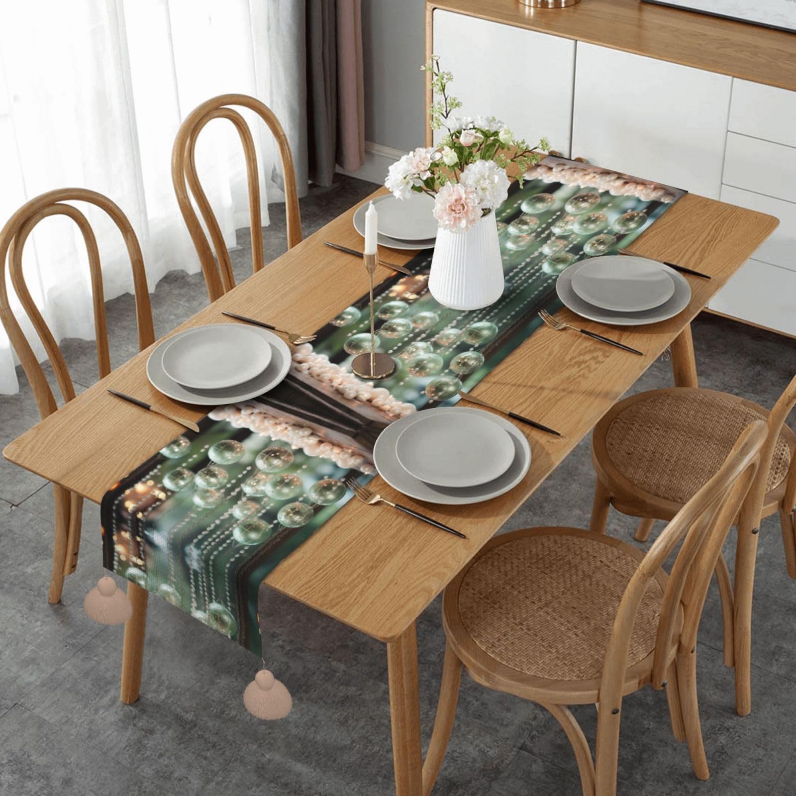 Chemin de table imprimé arbre antitache pour buffet de mariage
