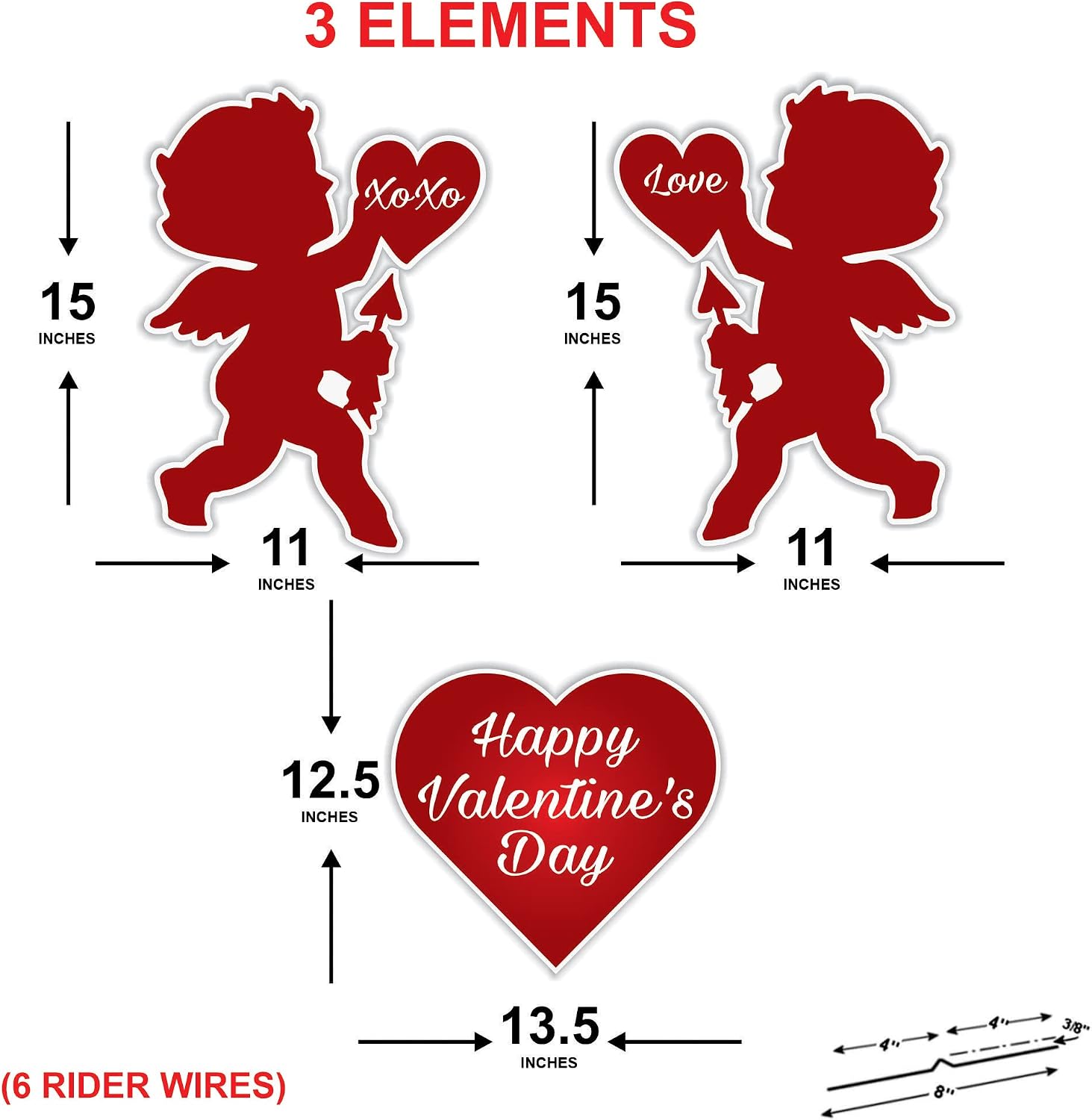 Valentines Day Yard Sign Cutouts, Valentines Theme Decorations Cupid and Heart Props, Conversation Hearts Yard Signs With Metal Stakes, VP121