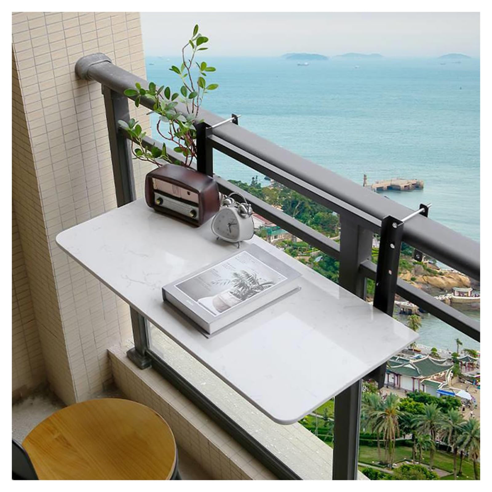 Barre de suspension de balcon à hauteur réglable et pliable de 100cm