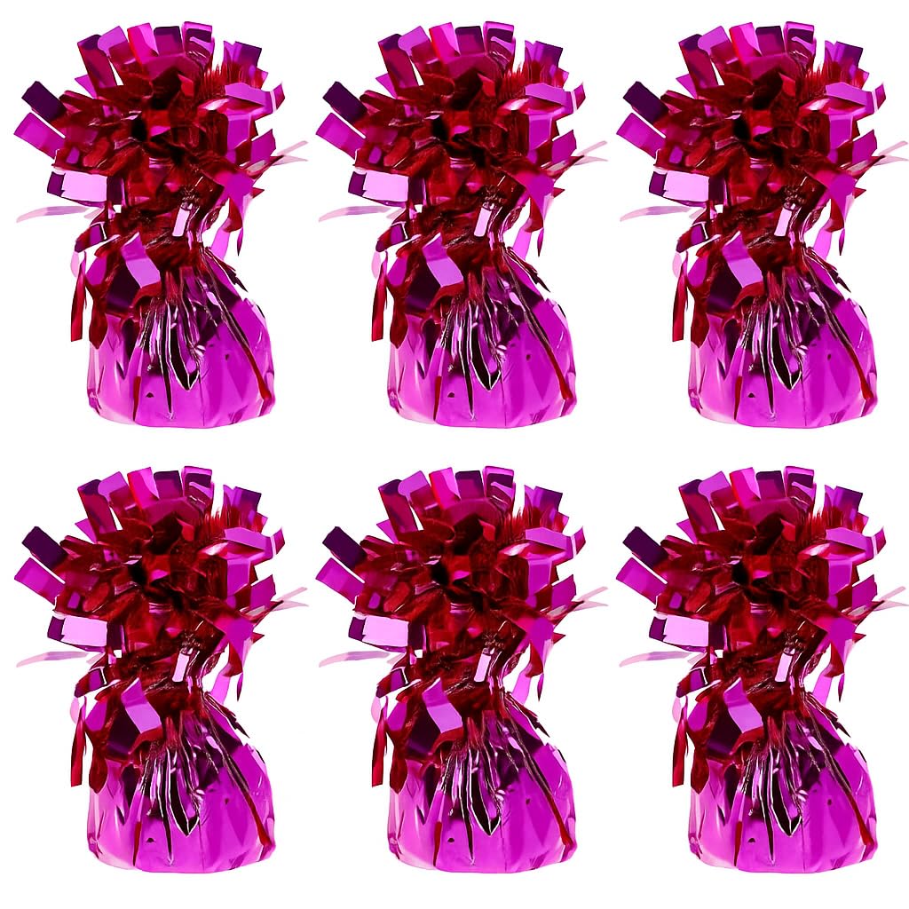 6 x Foil Balloon Weights – 170g Heavy Helium Balloon Holders with Loop for Parties, Birthdays, Weddings, Christmas & Event Decorations Hot Pink