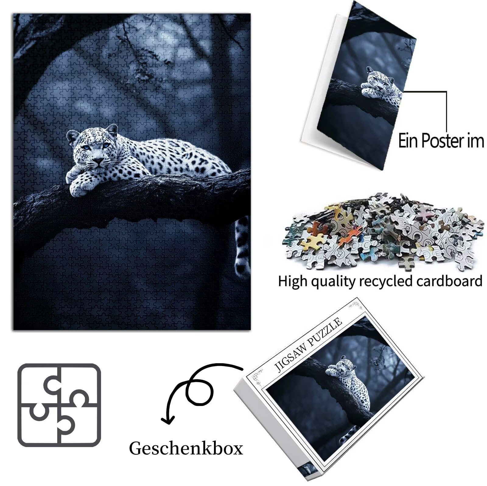 Model998 puzzle dla dorosłych, 3000 części, duże puzzle ze zwierzętami, plakat ze zwierzętami, kreatywny zestaw dla dorosłych, z pudełkiem na prezent, 122 x 81 cm, z opakowaniem na prezent, 122 x 81