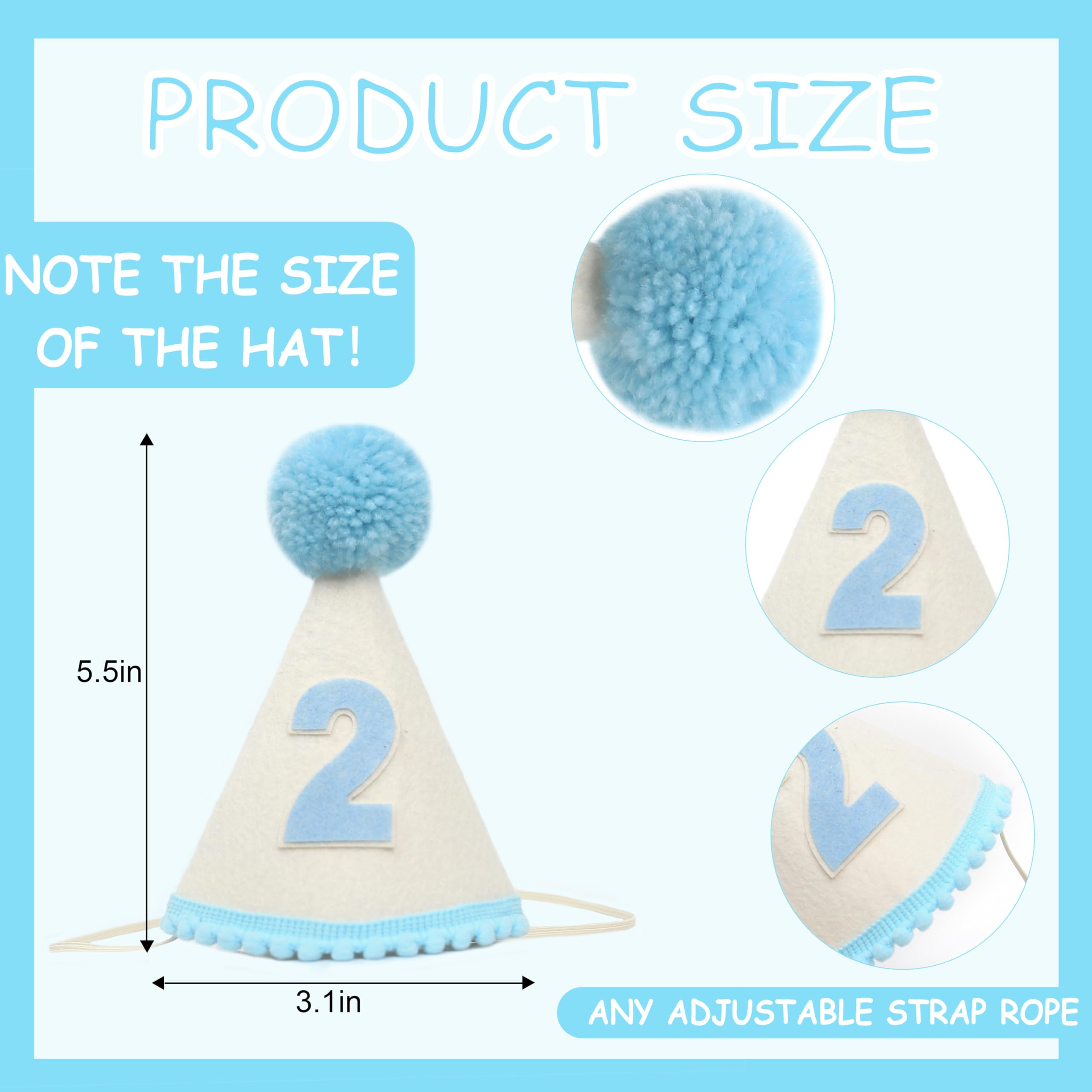 Blue Birthday Hat For Boys - Baby Boy 2nd Birthday Crown?Kids Party Hat?2nd Party Hats For Kids And Adults?Baby Second Hat Party Decorations