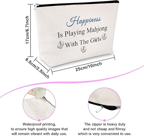 Miniatura 2 de Sfodiary Mahjong - Bolsa de maquillaje para mujer, regalo para amantes de Mahjong, regalo de cumpleaños para amigos, regalos de juego para mujeres,