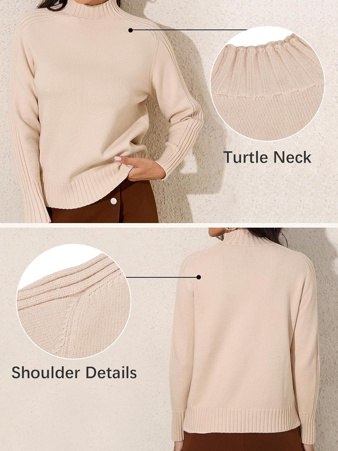 Les umes Womens Turtleneck Sweaters Long Sleeve Loose Pullover Sweater Casual Knit Tops - Image 5