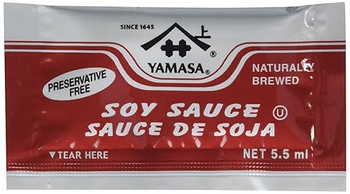 Yamasa, Salsa de soja, paquetes de salsa de soja japonesa de sabor completo, 500 paquetes de porciones individuales de 0.2 fl oz